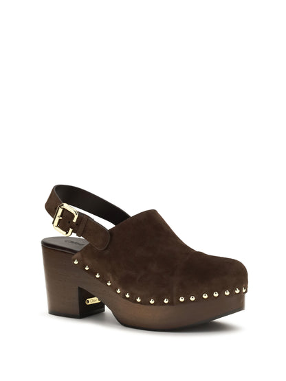 CHLOÉ Jeannette wedge Clogs in glossy calfskin