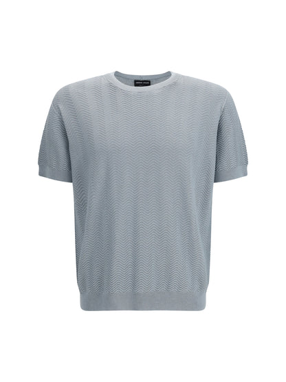 GIORGIO ARMANI Short-sleeved cotton and silk Sweater
