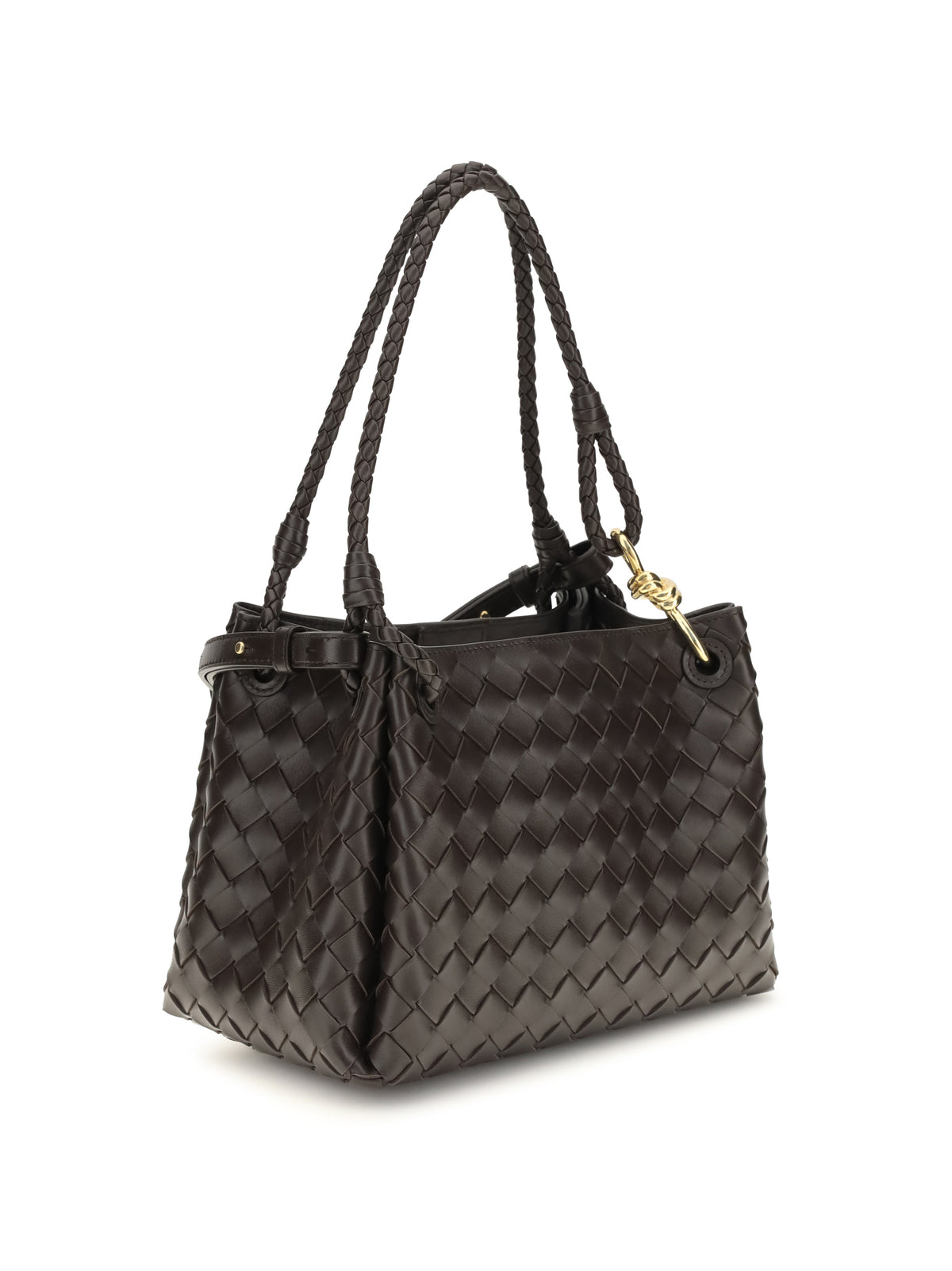 Bottega Veneta Intrecciato Shoulder Bag - Fondant-M Brass
