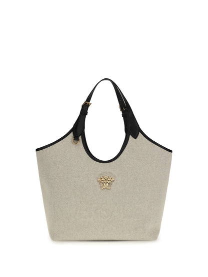 Versace Tote Fabric Calf Leather - Rope Black Versace Gold