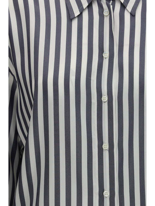 Brunello Cucinelli Silk poplin striped Shirt - Denim/White