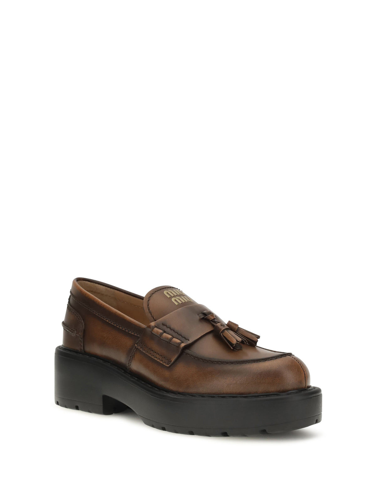 Miu Miu Smooth leather tassel Loafers - Bruciato