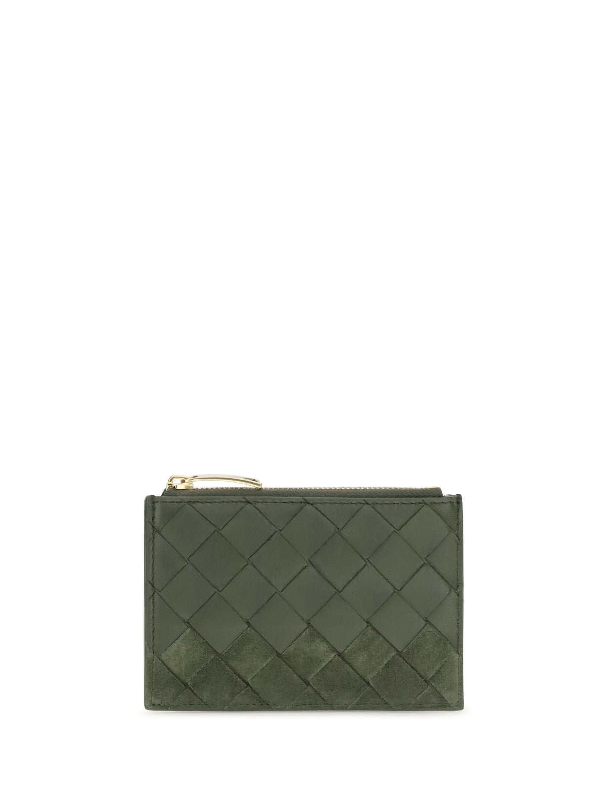 Bottega Veneta Intrecciato zip Cardholder - Green Tweed-Gold