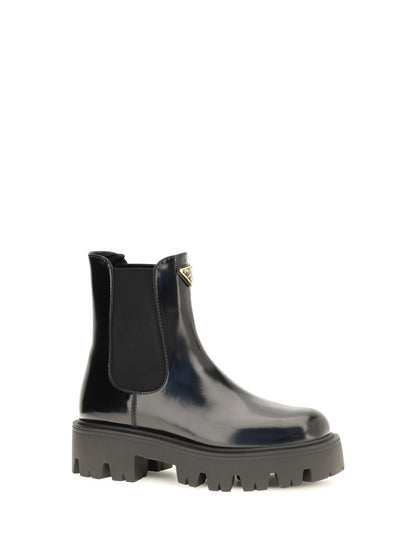 Prada Brushed leather ankle Boots - Black