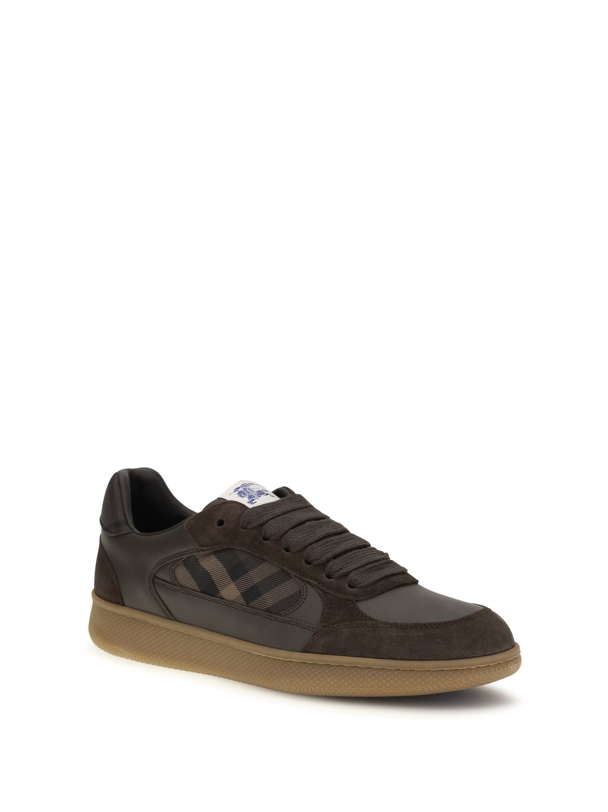 Burberry Terrace Check leather and suede Sneakers - Dark Brown/Dark Brown