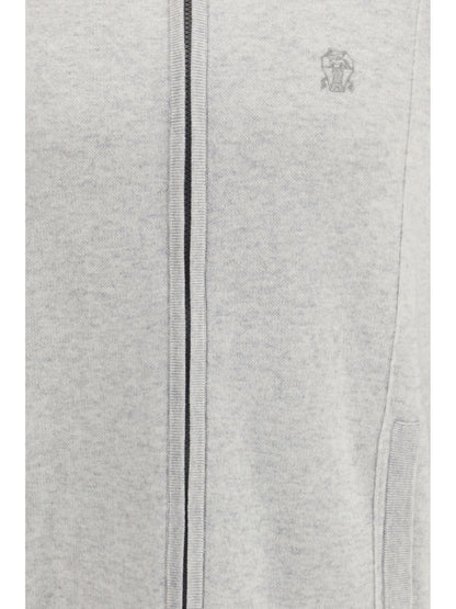 Brunello Cucinelli Double cashmere Cardigan with zip and logo - 2719+073
