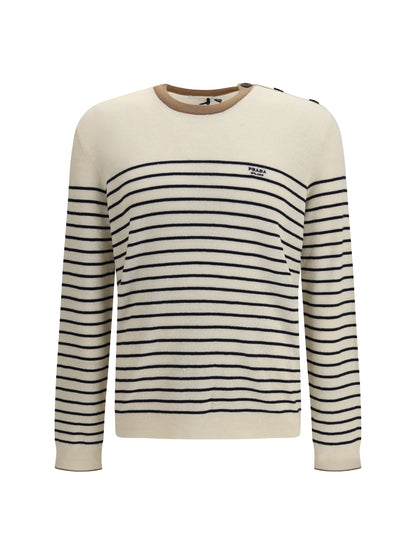 Prada jacquard wool and cotton blend Sweater - Natural