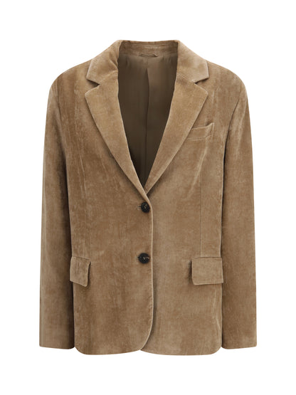 Brunello Cucinelli Fluid corduroy Jacket with monile - Cappuccino