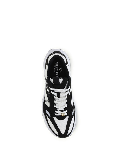 Valentino Garavani Demivee mesh and suede Sneakers - White/Black/Grey C/Black/Bia-Ne-Ne