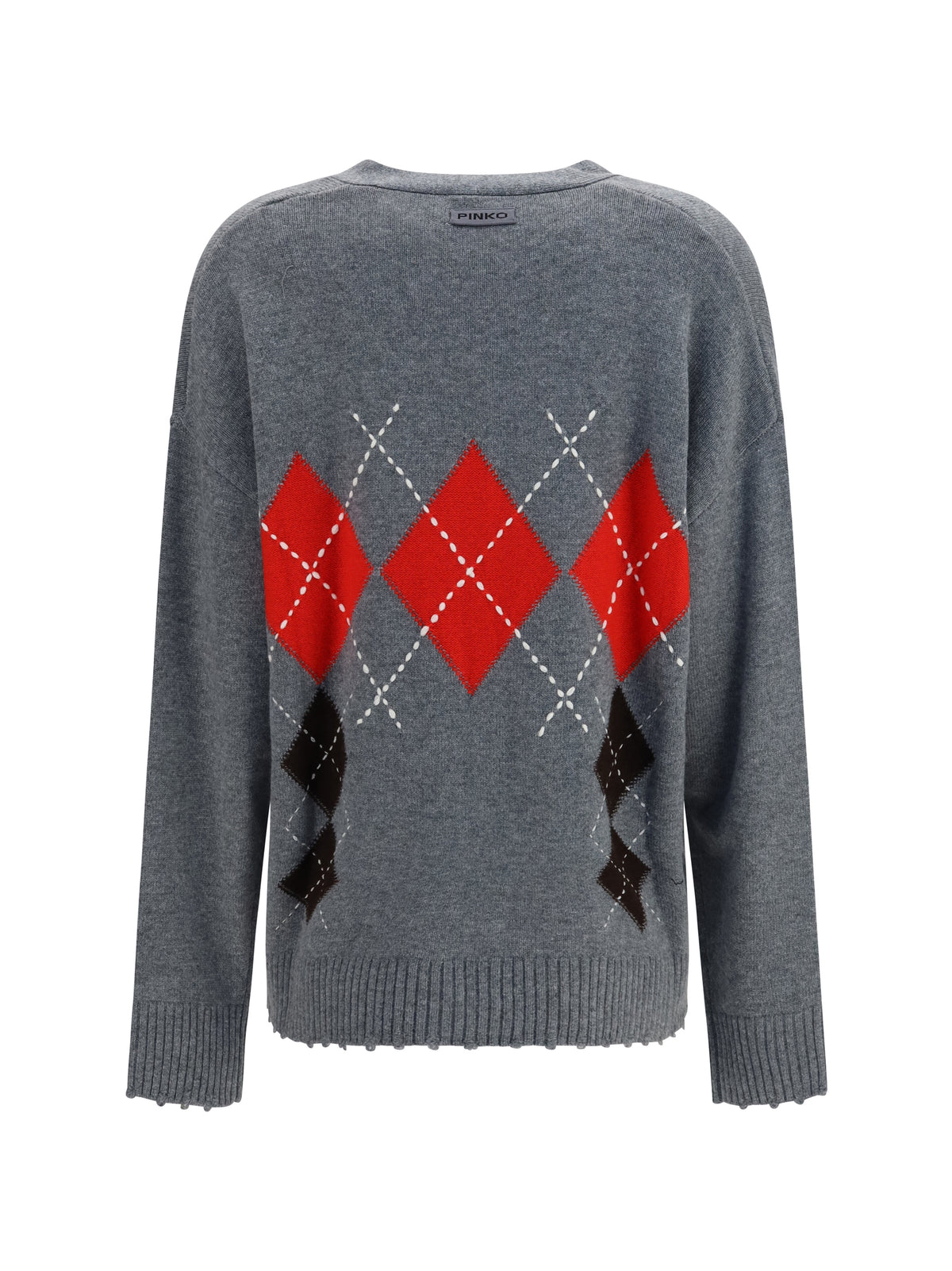 Pinko Bristol wool and cashmere diamond Cardigan - Grey/Brown