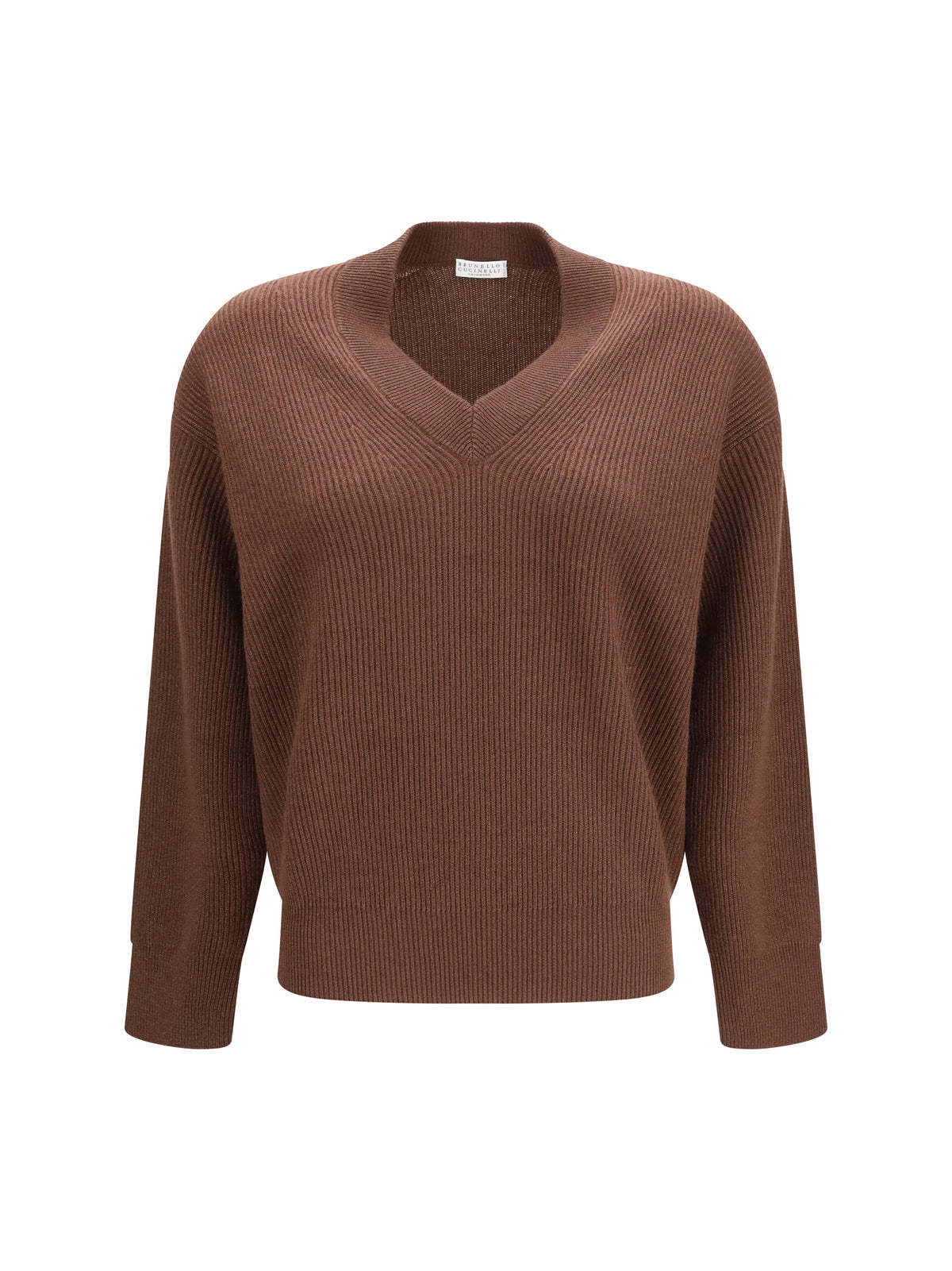 Brunello Cucinelli V-neck Sweater - Cioccolato+Tabacco Dark