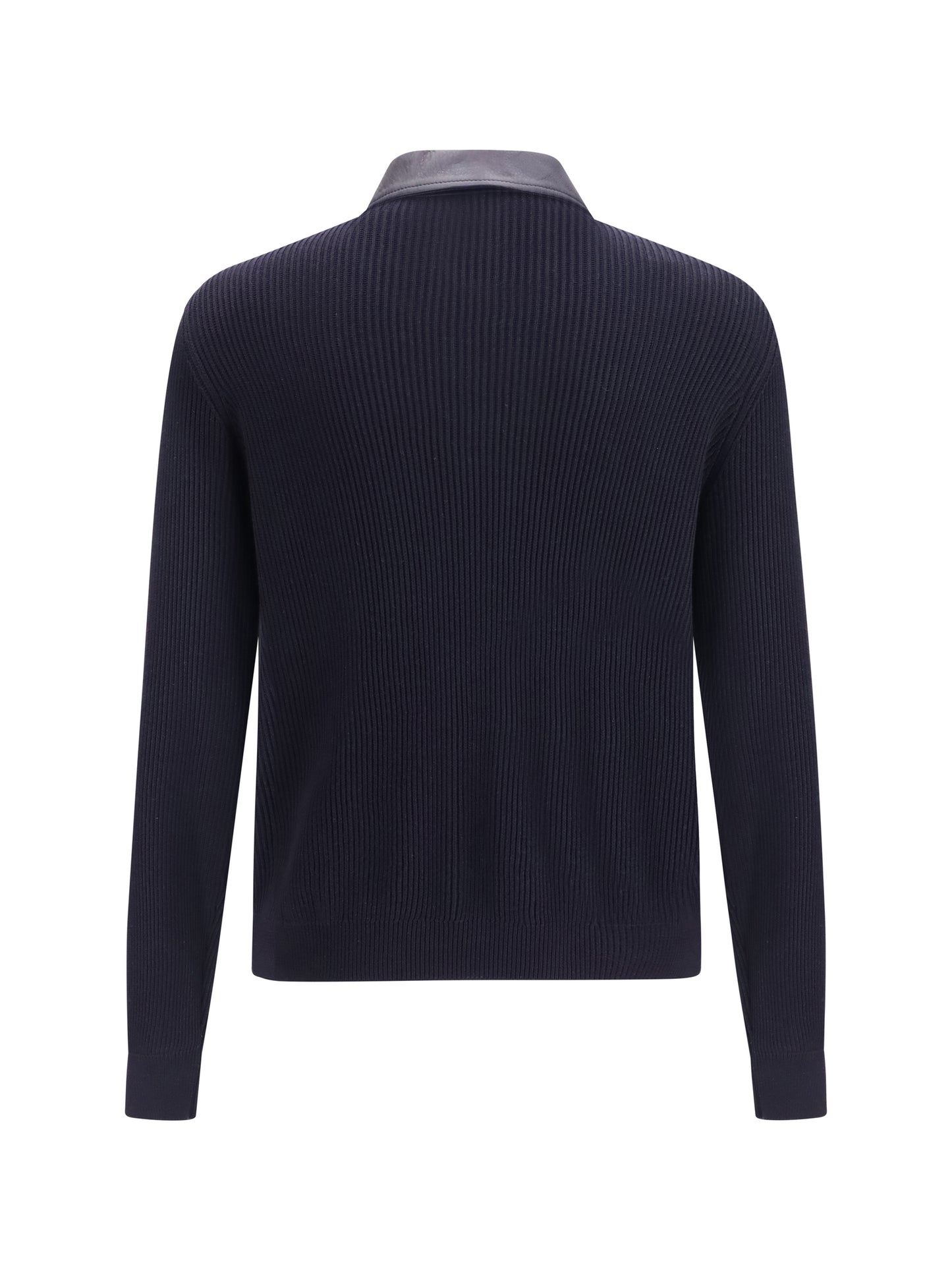 BRUNELLO CUCINELLI Leather and knit Jacket