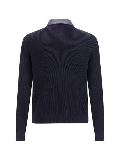 BRUNELLO CUCINELLI Leather and knit Jacket