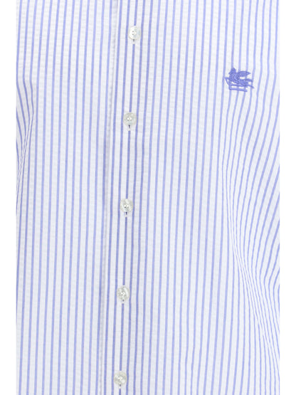 Etro Striped cotton Shirt with an embroidered Pegaso logo on the chest - S8460