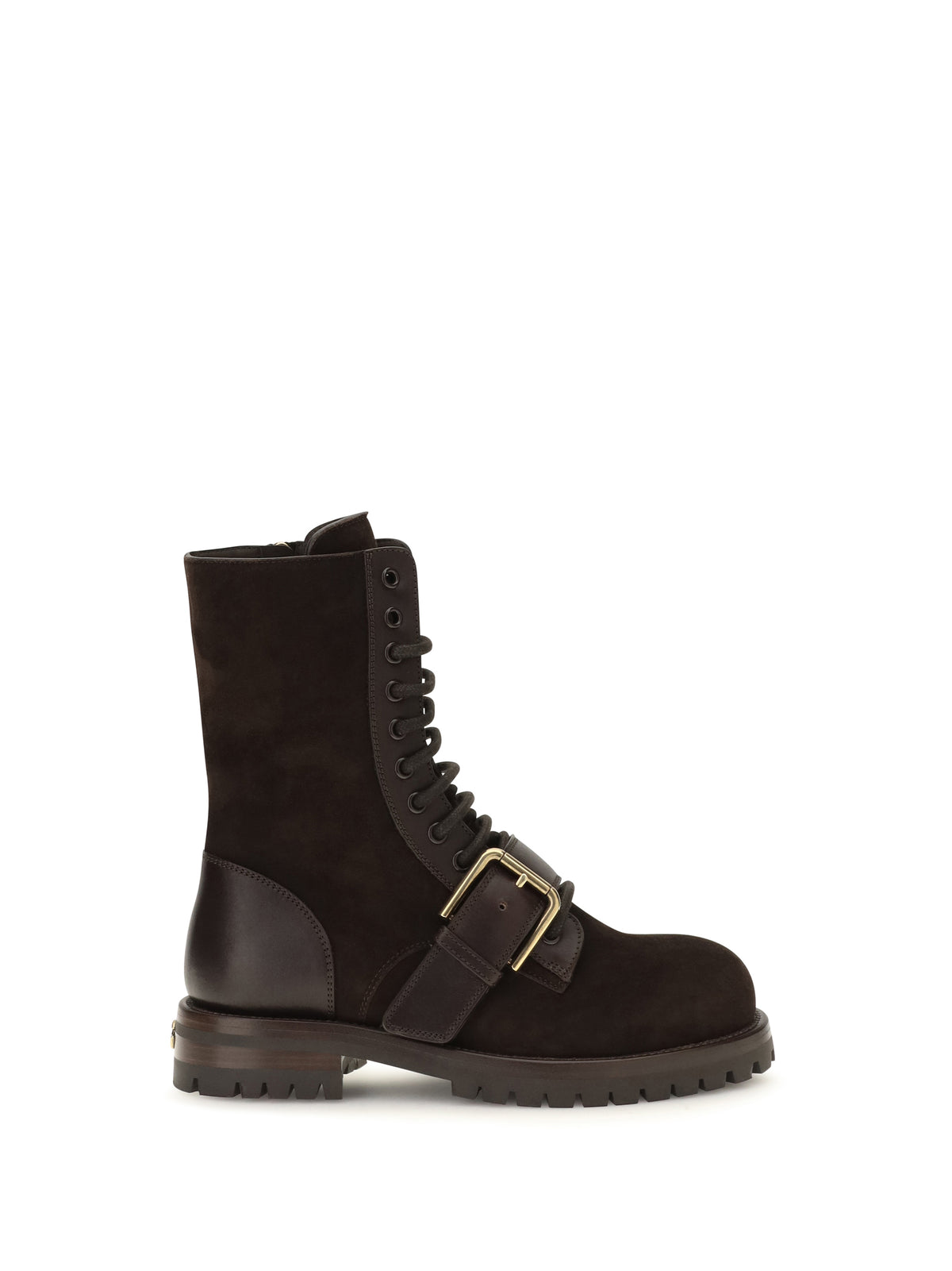 Dolce & Gabbana Leather and suede Buckle Ankle Boots - Ebony/Moro