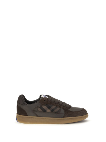Burberry Terrace Check leather and suede Sneakers - Dark Brown/Dark Brown