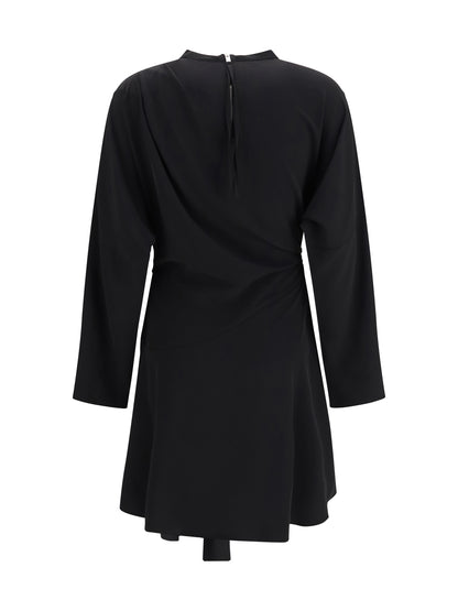 Ganni Draped-knot crepe mini Dress - Black