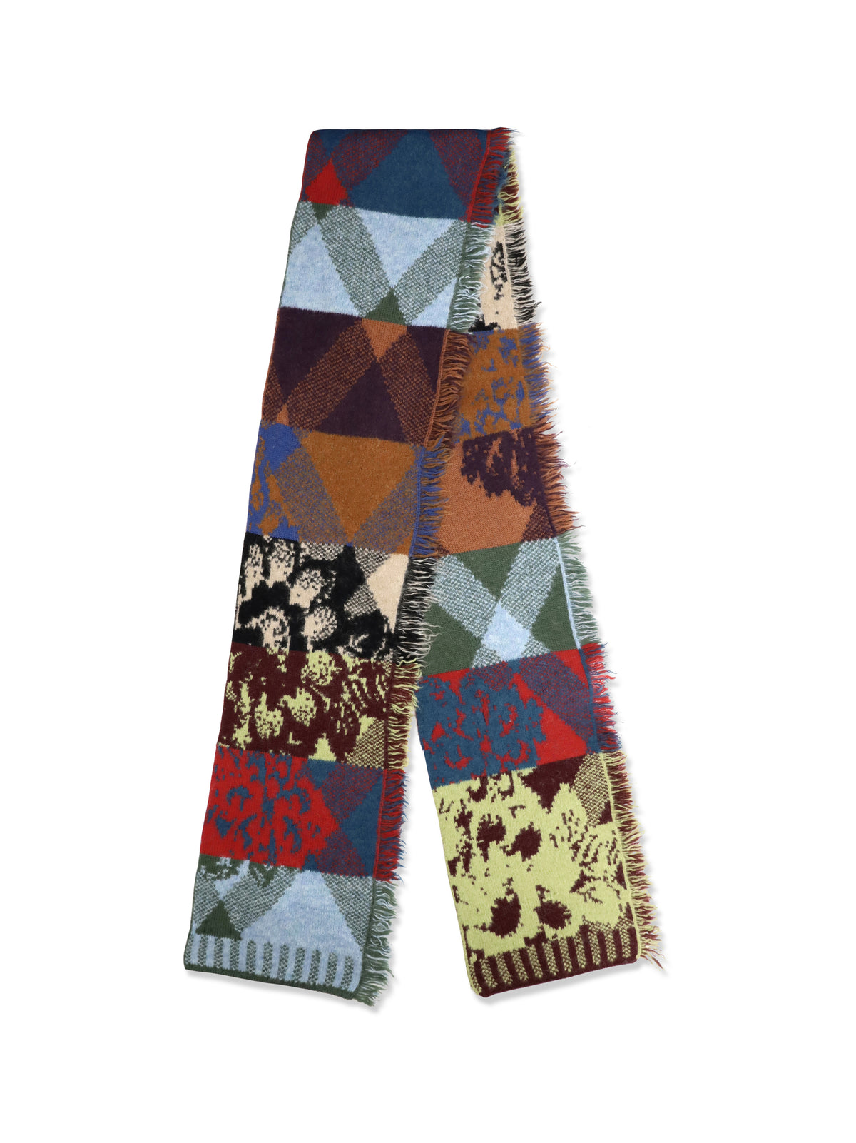 Dries Van Noten Mixed print fringed Scarf - Light Blue