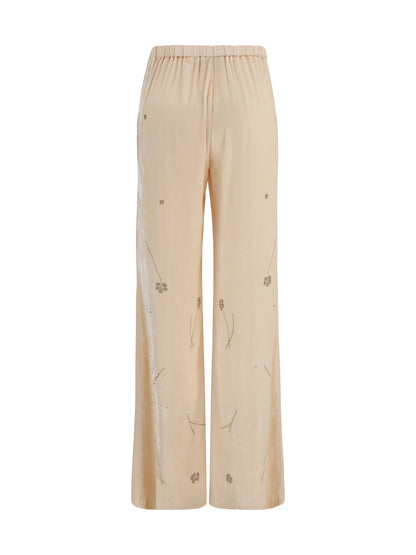 Forte_forte Fleurs d’Orient embroidered crushed velvet Pants - Loto