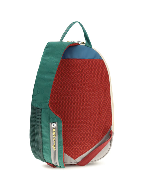 Gucci Nylon Backpack for Boy - Emer/Blue/Hib.Red/Mul