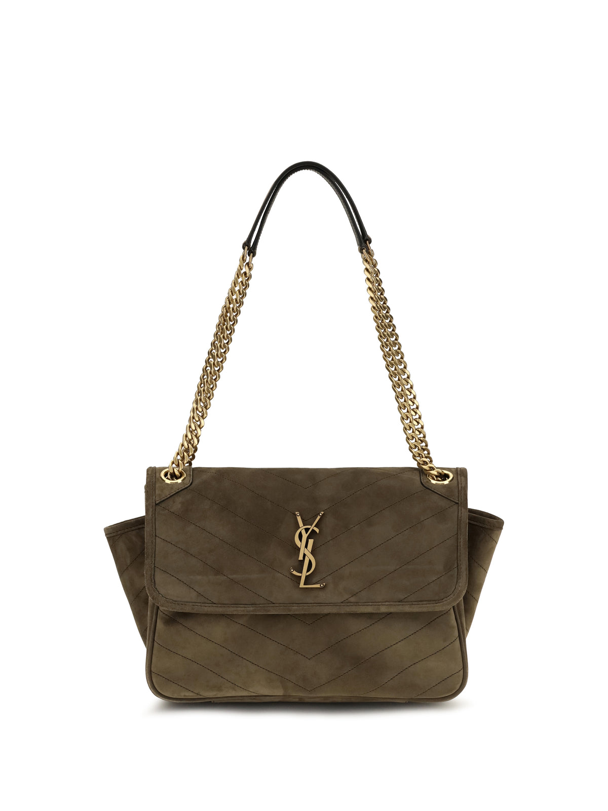 Saint Laurent Niki Tripouch suede Shoulder Bag - Light Musk