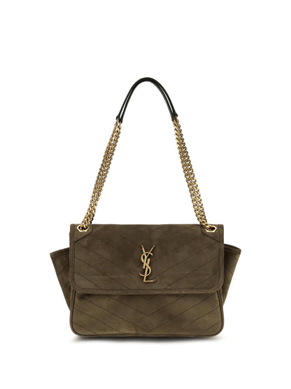 Saint Laurent Niki Tripouch suede Shoulder Bag - Light Musk