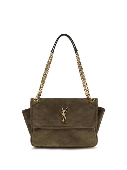Saint Laurent Niki Tripouch suede Shoulder Bag - Light Musk