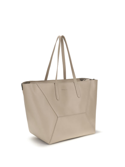 Brunello Cucinelli Leather Tote Bag - Moonbeam