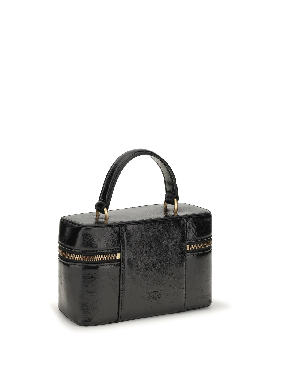 Pinko Vanity Soft Mini Quilted Beauty Case - Black-Antique Gold