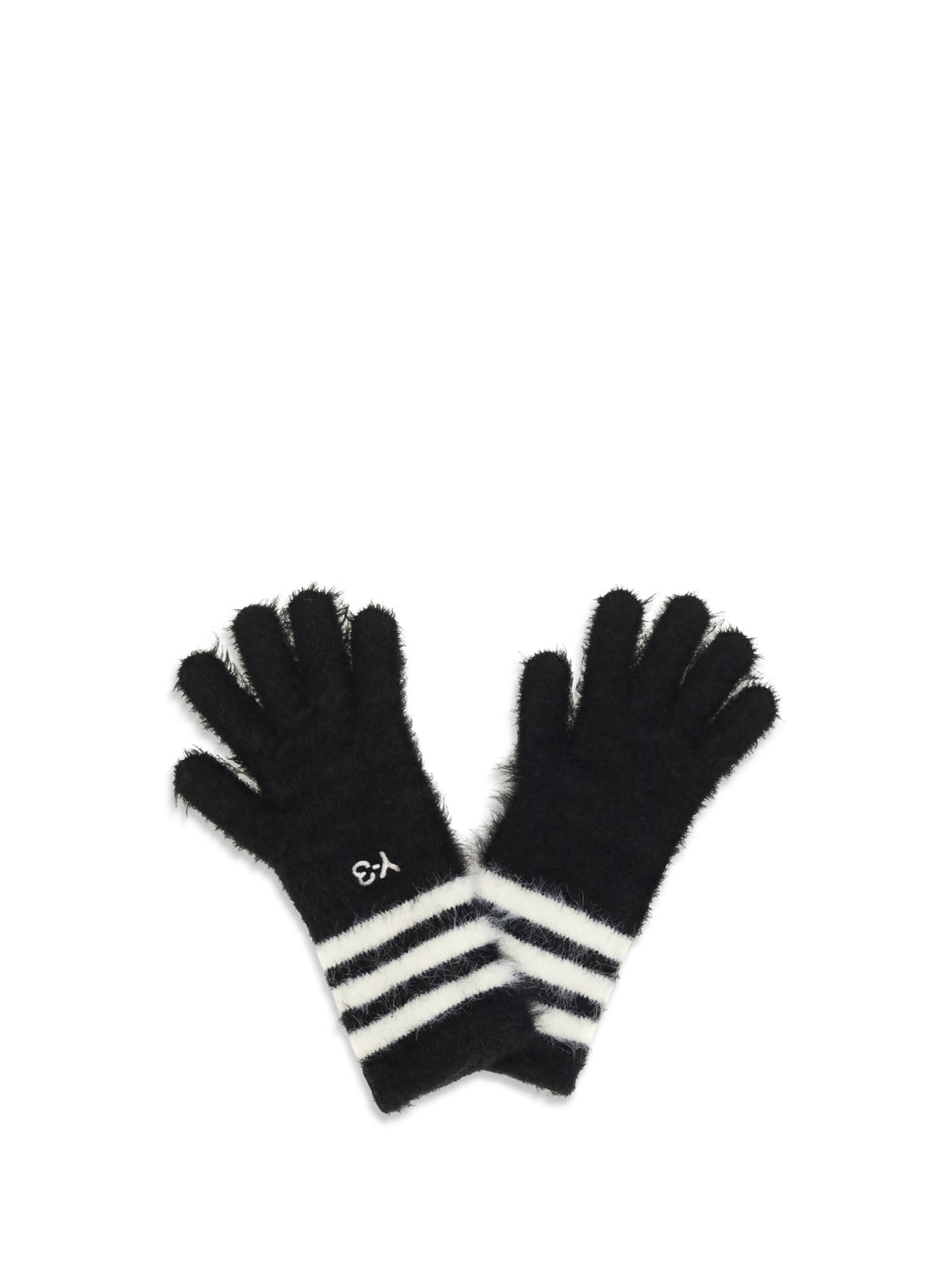 Y-3 Stripes knit Gloves - Black