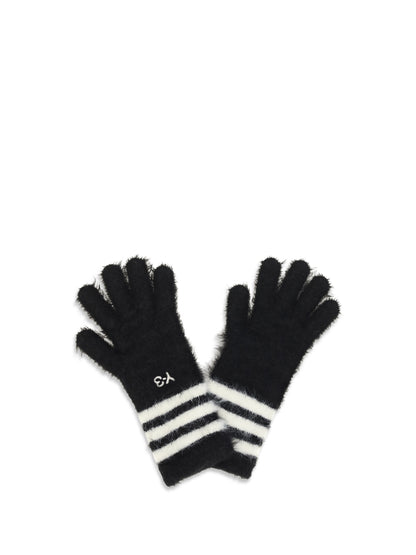 Y-3 Stripes knit Gloves - Black