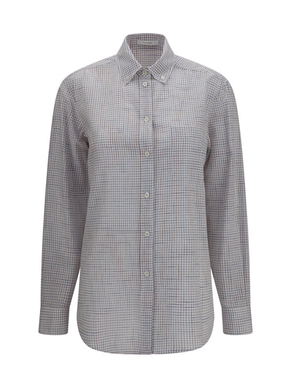 The Row Dalan Shirt - White W/ Blue&Red
