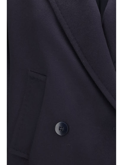 Max Mara Studio Double breasted wool drap Coat - Blue