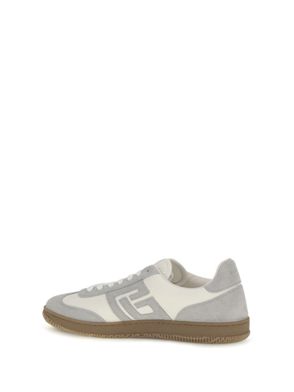 Balmain Swan Sneakers in suede and smooth leather - Gris Clair/Blanc