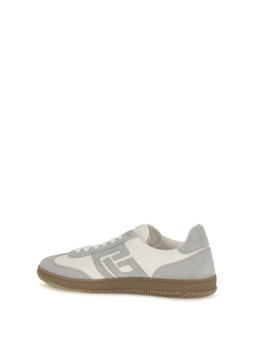 Balmain Swan Sneakers in suede and smooth leather - Gris Clair/Blanc