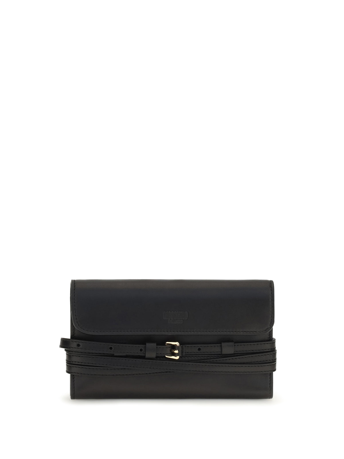 Moschino Leather Wallet with buckle detail - Black