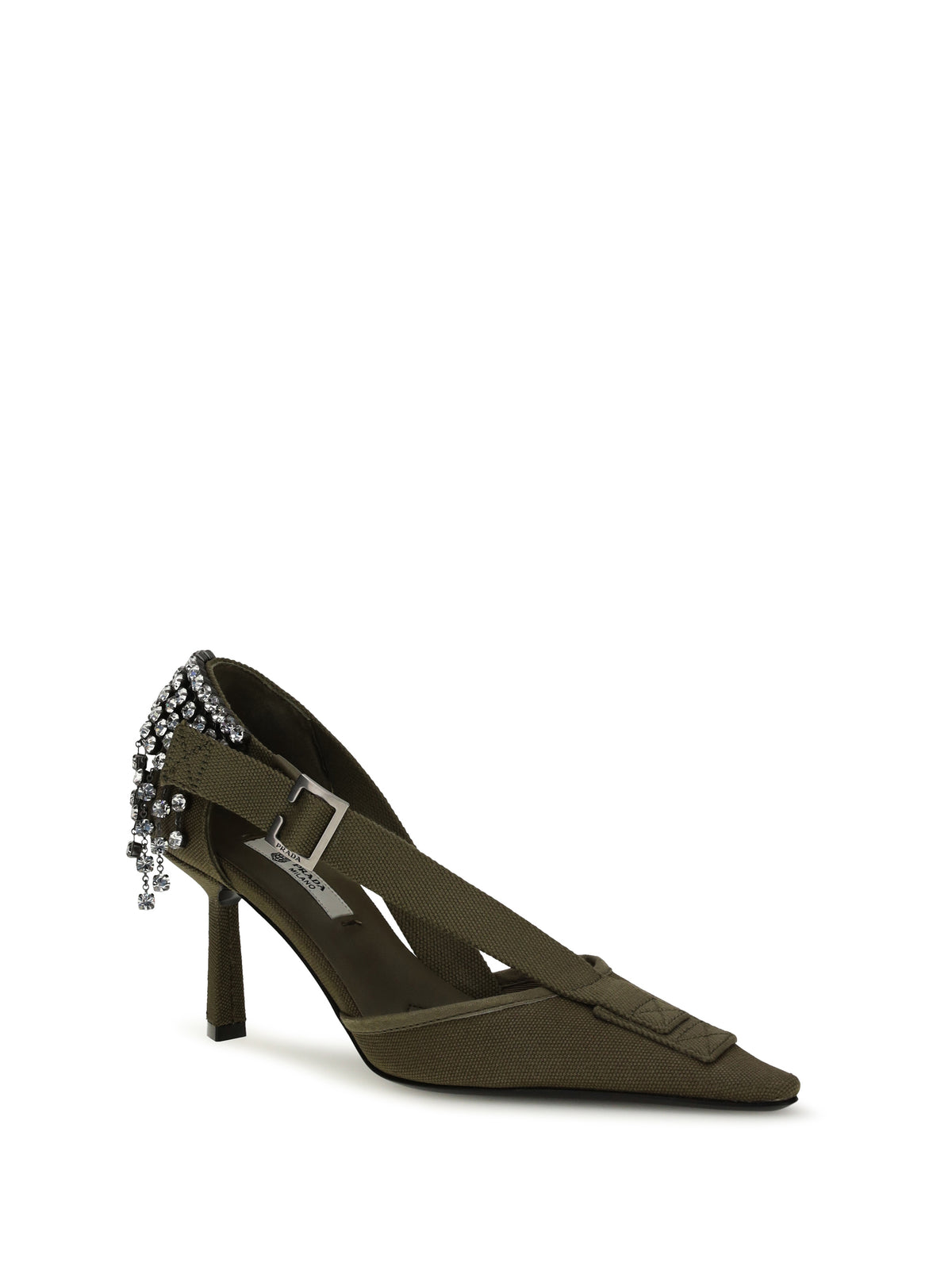 Prada Canvas Pumps with crystals - Military