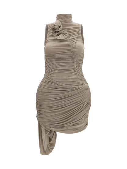 Magda Butrym Draped high-neck Dress - Beige