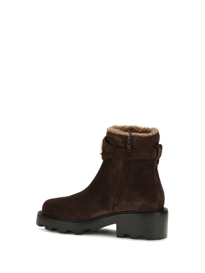 Valentino Garavani VLogo Signature leather ankle Boots - Ebony Brown/Camel