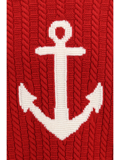 Thom Browne 4-Bar merino wool Sweater with Anchor motif - Red