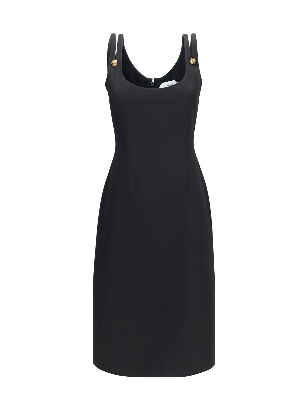 Versace Midi grain de poudre wool Dress - Black