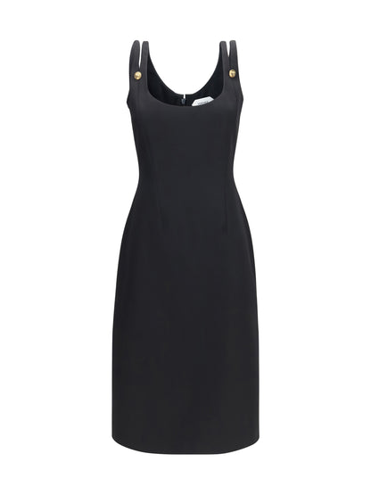 Versace Midi grain de poudre wool Dress - Black
