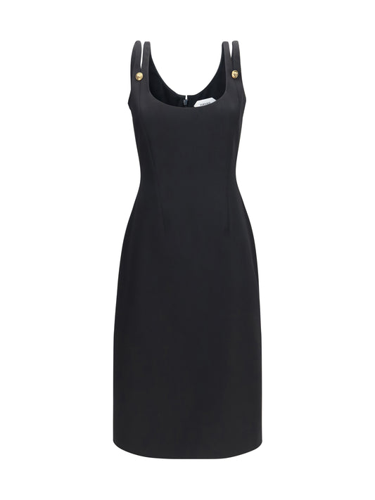 Versace Midi grain de poudre wool Dress - Black