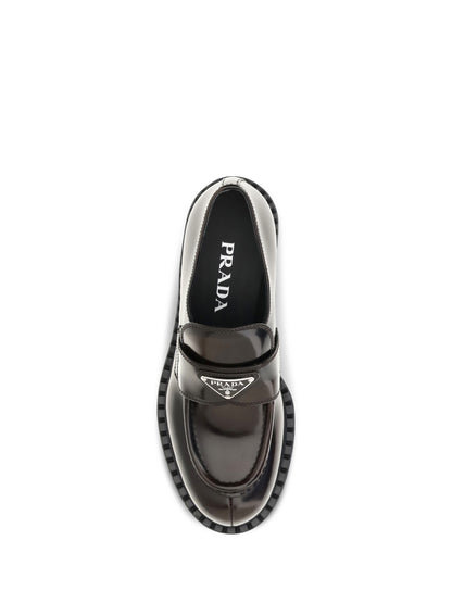 Prada Leather logo Loafers - Bruciato