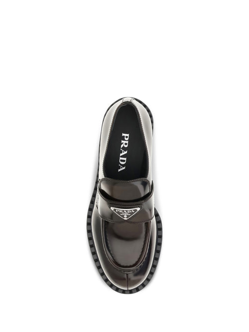 Prada Leather logo Loafers - Bruciato