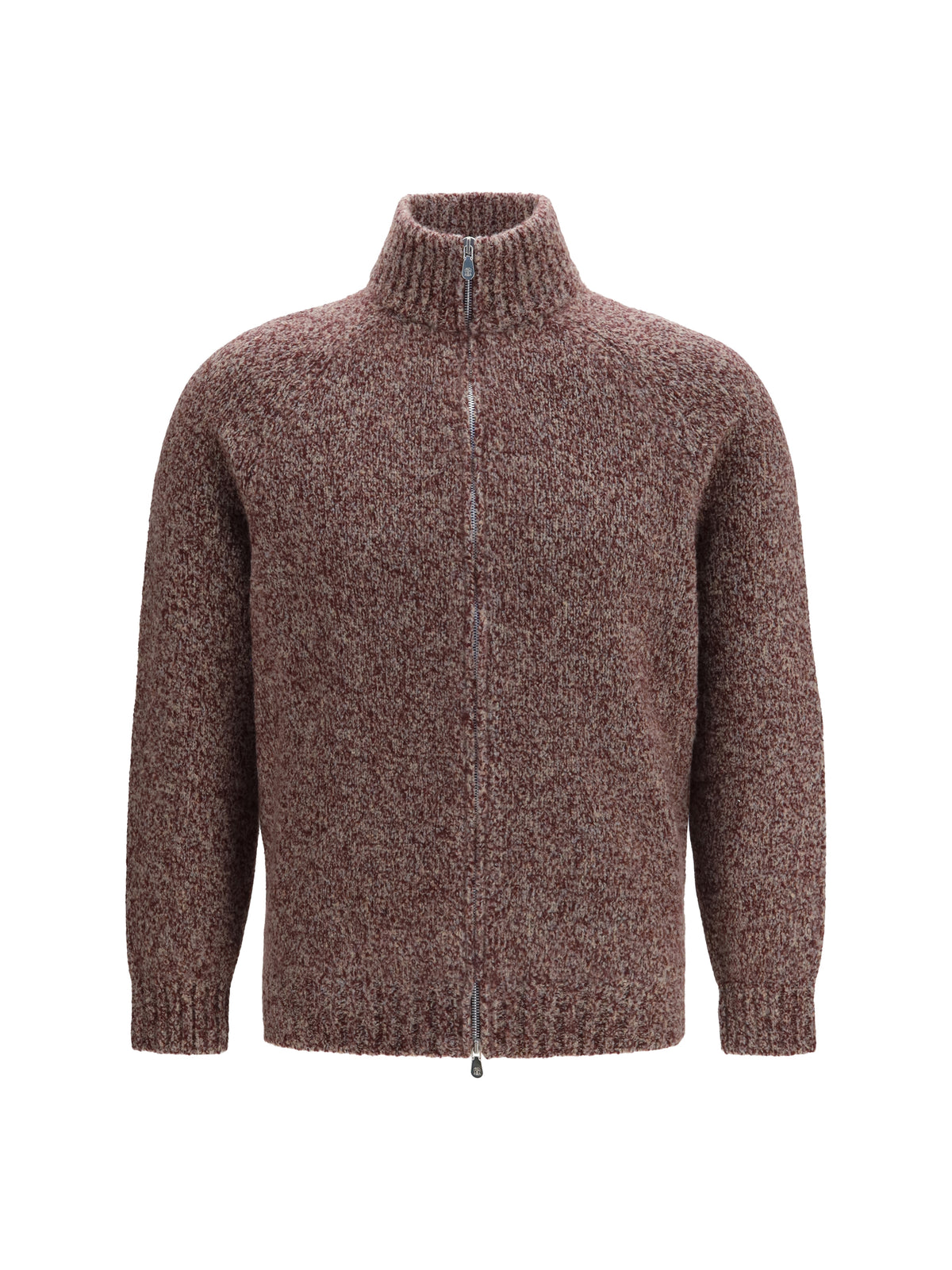 Brunello Cucinelli Mélange virgin wool, silk and cashmere zip Cardigan - Borgogna