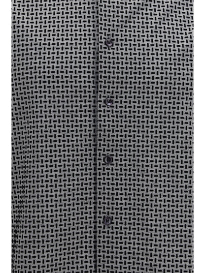 Giorgio Armani Cotton Shirt with geometric flock print - Harbor Mist