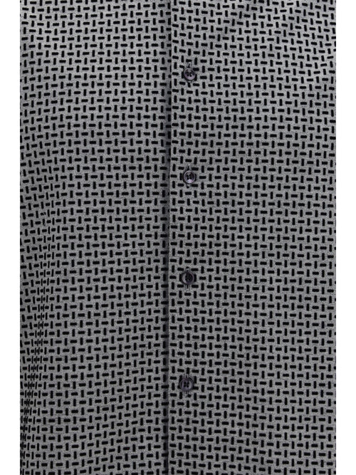 Giorgio Armani Cotton Shirt with geometric flock print - Harbor Mist
