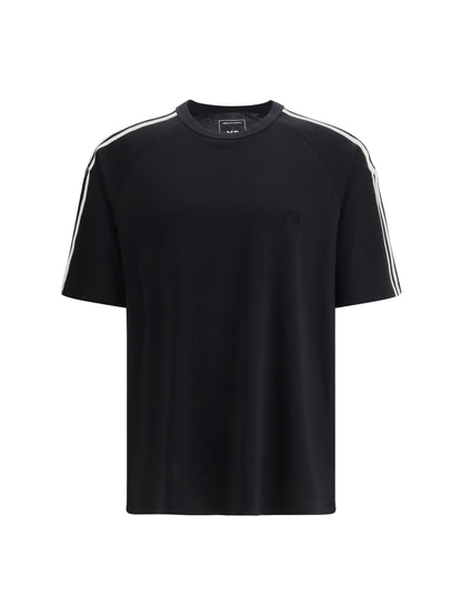 Y-3 Short-sleeve T-shirt with 3 Stripes - Black