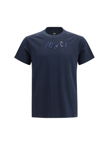 FENDI Cotton T-shirt with asymmetric logo